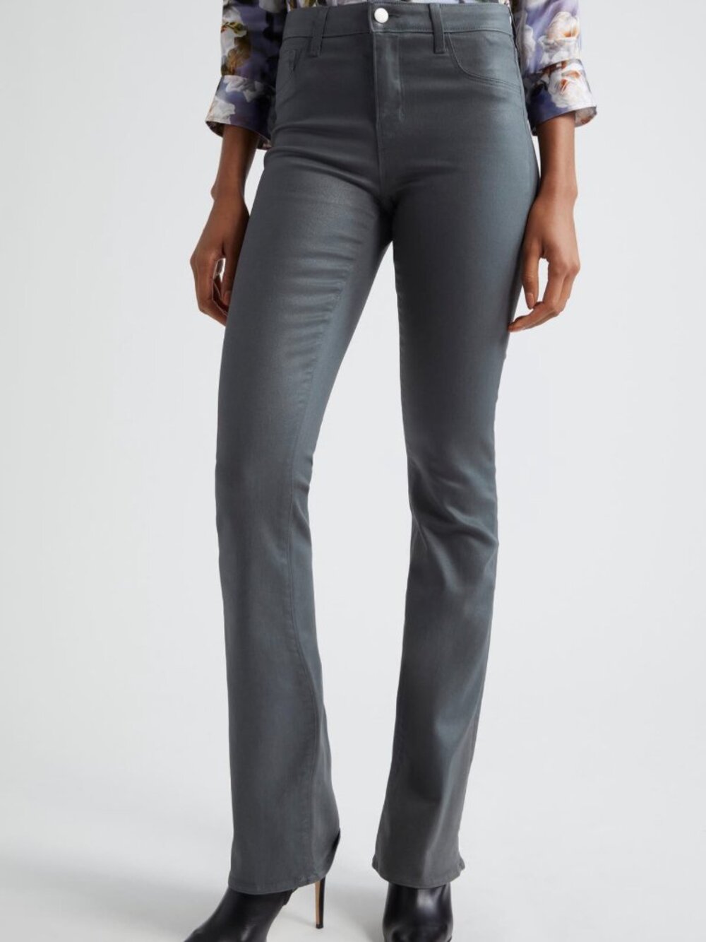 L'AGENCE Selma Sleek Baby Bootcut Jeans | Galactic Coated Denim | Size 32 EUC